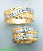 14K Gold CZ Wedding Set Rings