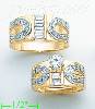 14K Gold CZ Wedding Set Rings