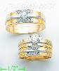 14K Gold CZ Wedding Set Rings