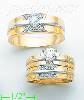 14K Gold CZ Wedding Set Rings