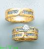 14K Gold CZ Wedding Set Rings