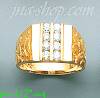 14K Gold High Polished Men's CZ Ring