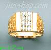 14K Gold High Polished Men's CZ Ring