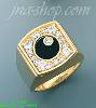 14K Gold Men's Onyx CZ Ring