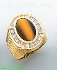 14K Gold Men's Tigereye CZ Ring