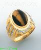 14K Gold Men's Tigereye CZ Ring