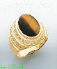 14K Gold Men's Tigereye CZ Ring