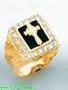 14K Gold Men's Onyx CZ Ring