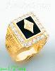 14K Gold Men's Onyx CZ Ring