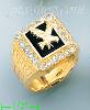 14K Gold Men's Onyx CZ Ring