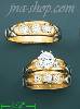 14K Gold CZ Wedding Set Rings