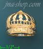 14K Gold "KING" Crown Dia-Cut Ring