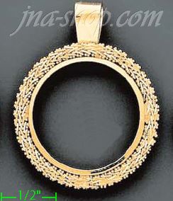 14K Gold Bezel Coin Charm Pendant - Click Image to Close