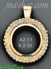 14K Gold Bezel Coin Charm Pendant - Click Image to Close