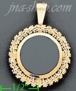 14K Gold Bezel Coin Charm Pendant - Click Image to Close