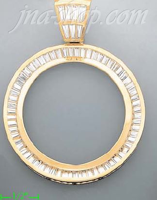 14K Gold Bezel Coin Charm Pendant - Click Image to Close