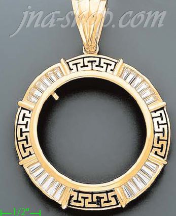 14K Gold Bezel Coin Charm Pendant - Click Image to Close