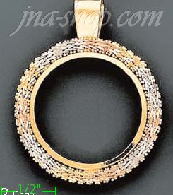 14K Gold Bezel Coin Charm Pendant - Click Image to Close