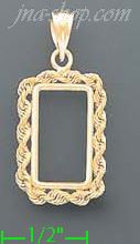 14K Gold Braided Rope Bezel Coin Charm Pendant - Click Image to Close