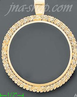 14K Gold Bezel Coin Charm Pendant - Click Image to Close