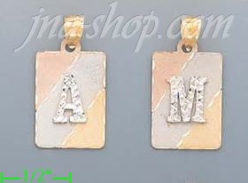 14K Gold Initial Letter Charm Pendant - Click Image to Close