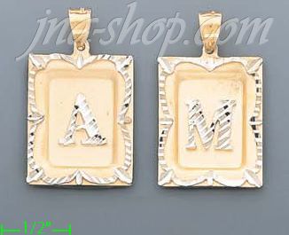 14K Gold Initial Letter Charm Pendant - Click Image to Close