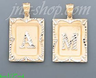 14K Gold Initial Letter Charm Pendant - Click Image to Close