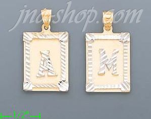 14K Gold Initial Letter Charm Pendant - Click Image to Close