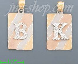 14K Gold Initial Letter Charm Pendant - Click Image to Close