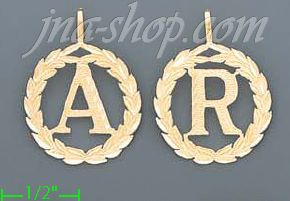 14K Gold Initial Letter Charm Pendant - Click Image to Close