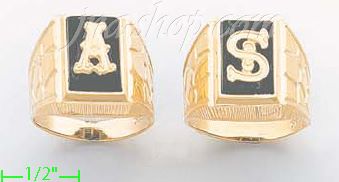 14K Gold Initial Letter Ring - Click Image to Close