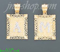 14K Gold Initial Letter Charm Pendant - Click Image to Close