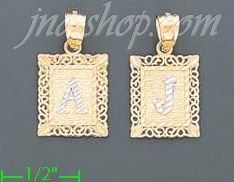 14K Gold Initial Letter Charm Pendant - Click Image to Close