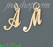 14K Gold Initial Letter Charm Pendant - Click Image to Close