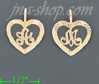 14K Gold Initial Letter Charm Pendant - Click Image to Close