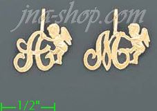 14K Gold Initial Letter Charm Pendant - Click Image to Close