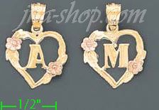 14K Gold Initial Letter Charm Pendant - Click Image to Close