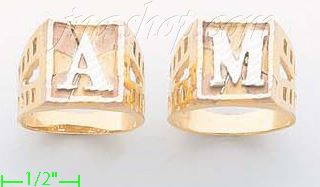 14K Gold Initial Letter Ring - Click Image to Close