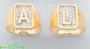 14K Gold Initial Letter Ring - Click Image to Close