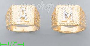 14K Gold Initial Letter Ring - Click Image to Close