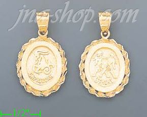 14K Gold Zodiac/Month Charm Pendant - Click Image to Close