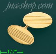 14K Gold Oval Cufflinks - Click Image to Close