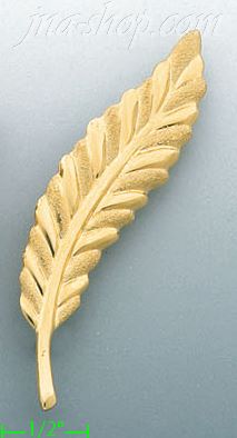 14K Gold Feather Brooch Pin - Click Image to Close