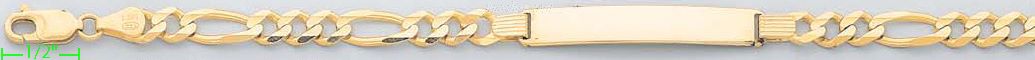 14K Gold Italian Chain ID Bracelet - Click Image to Close