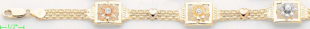 14K Gold Italian Fancy Bracelet - Click Image to Close