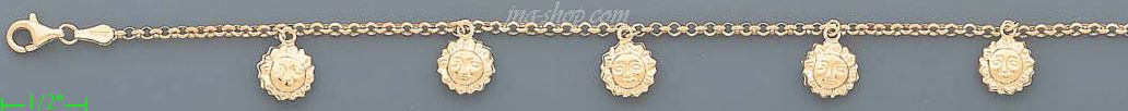 14K Gold Italian Charm Bracelet - Click Image to Close