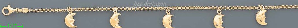 14K Gold Italian Charm Bracelet - Click Image to Close