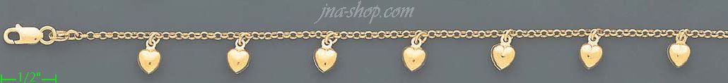 14K Gold Italian Charm Bracelet - Click Image to Close