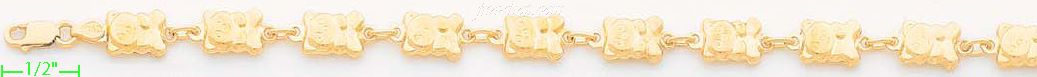 14K Gold Italian Charm Bracelet - Click Image to Close