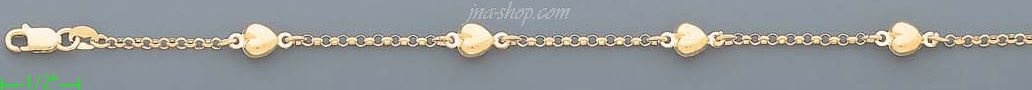 14K Gold Italian Charm Bracelet - Click Image to Close